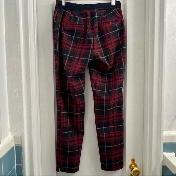 Zara Tartan Plaid Skinny Ankle Pant, red plaid size small - Picture 3 of 6